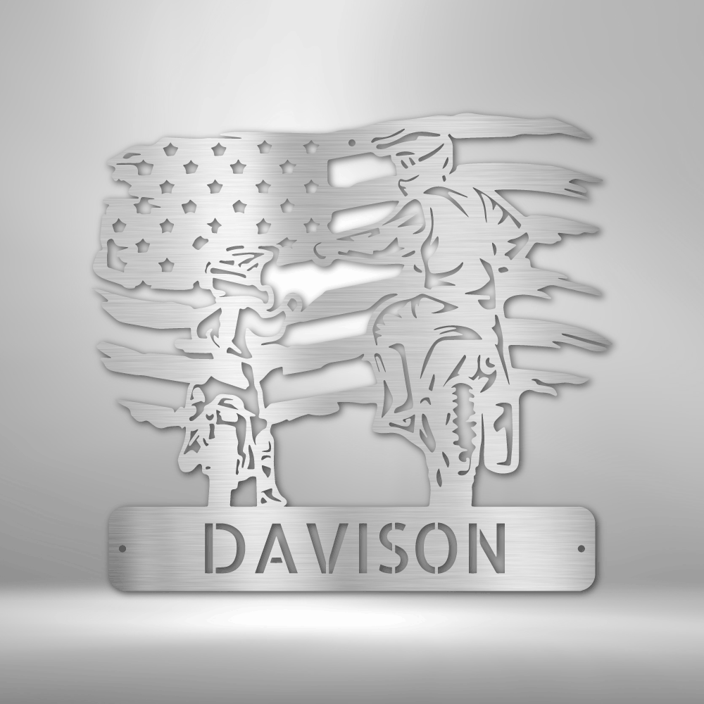 American Motocross Family Monogram - Steel Sign - Design Studios Direct