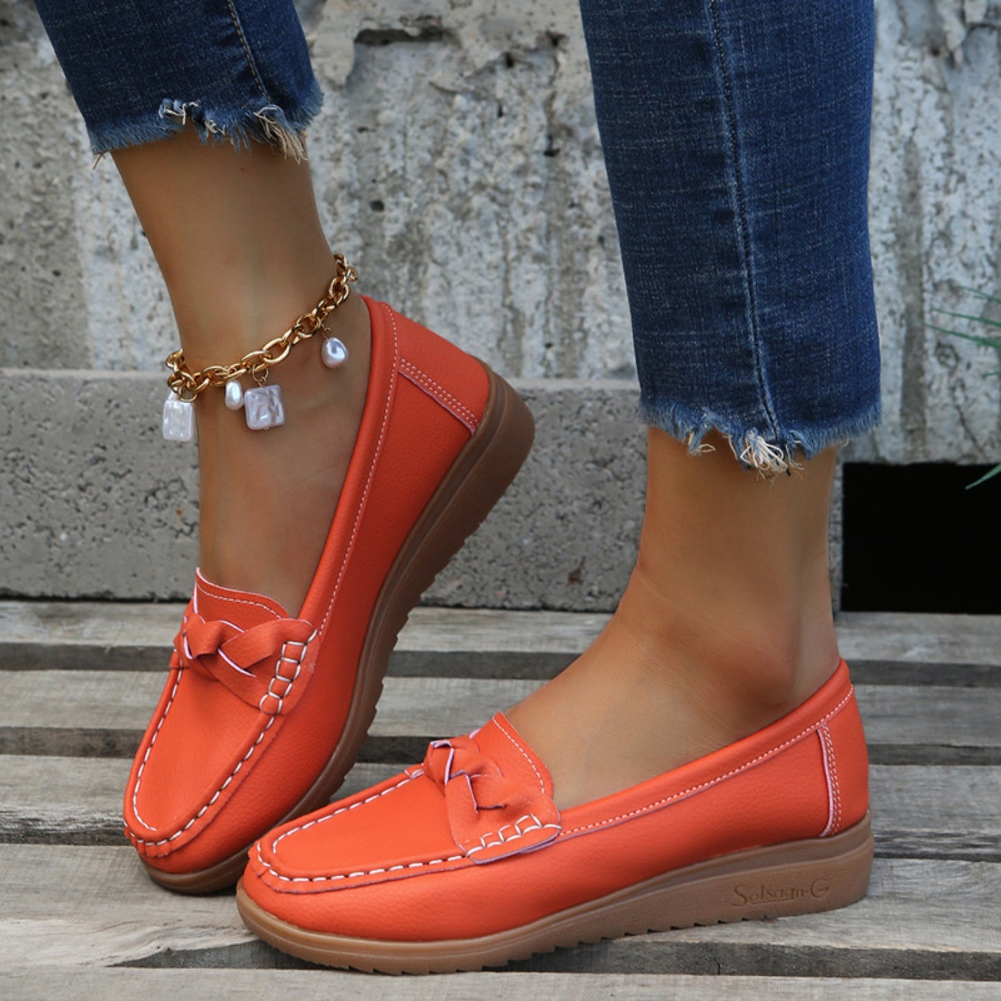 Weave Wedge Heeled Loafers - Design Studios Direct