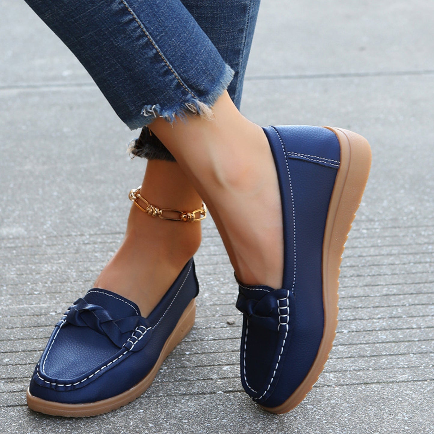 Weave Wedge Heeled Loafers - Design Studios Direct