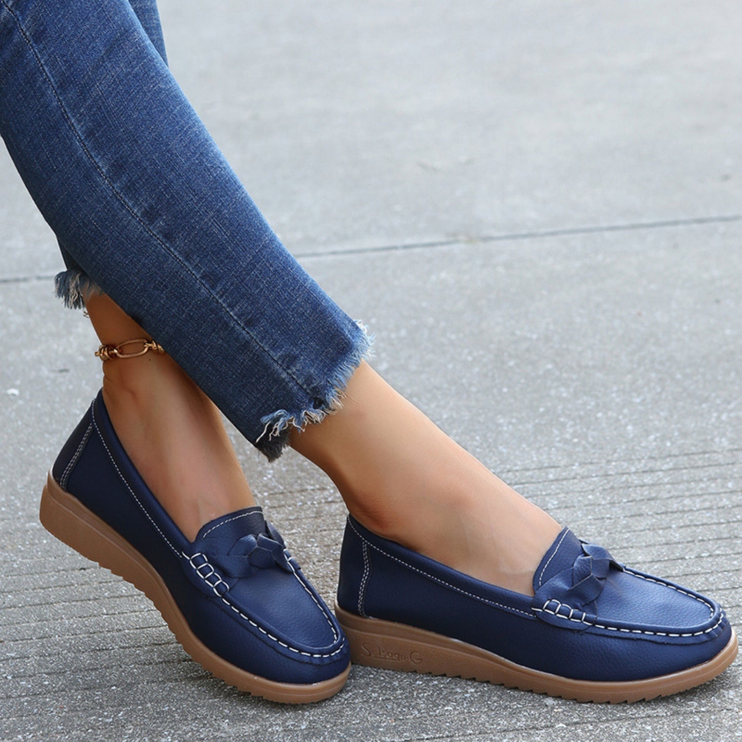 Weave Wedge Heeled Loafers - Design Studios Direct
