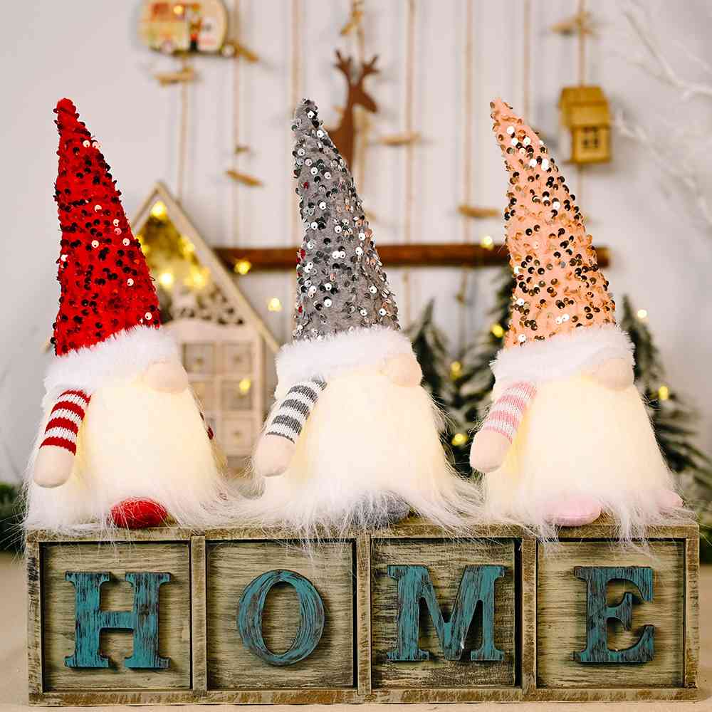Sequin Light-Up Faceless Gnome - Design Studios Direct