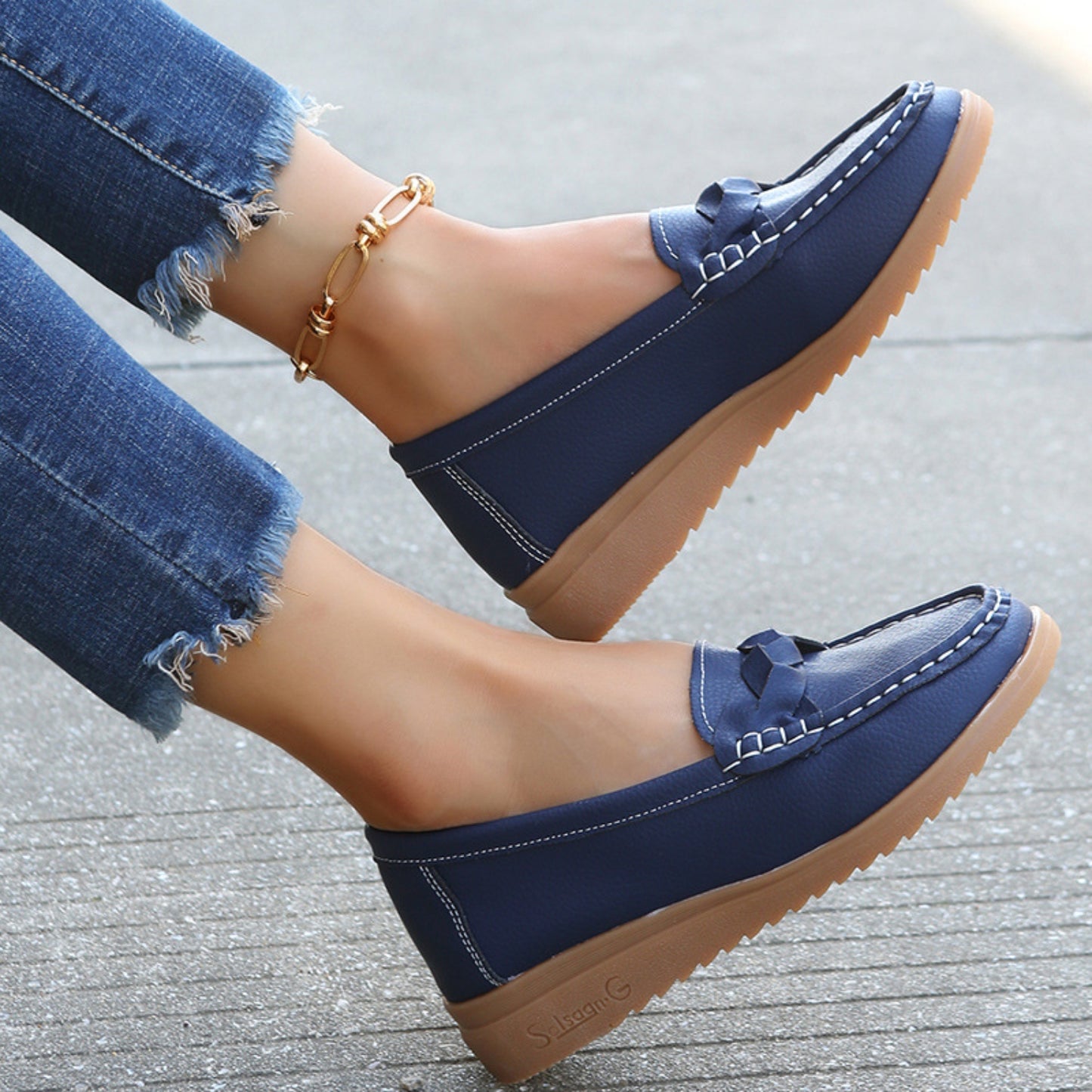 Weave Wedge Heeled Loafers - Design Studios Direct
