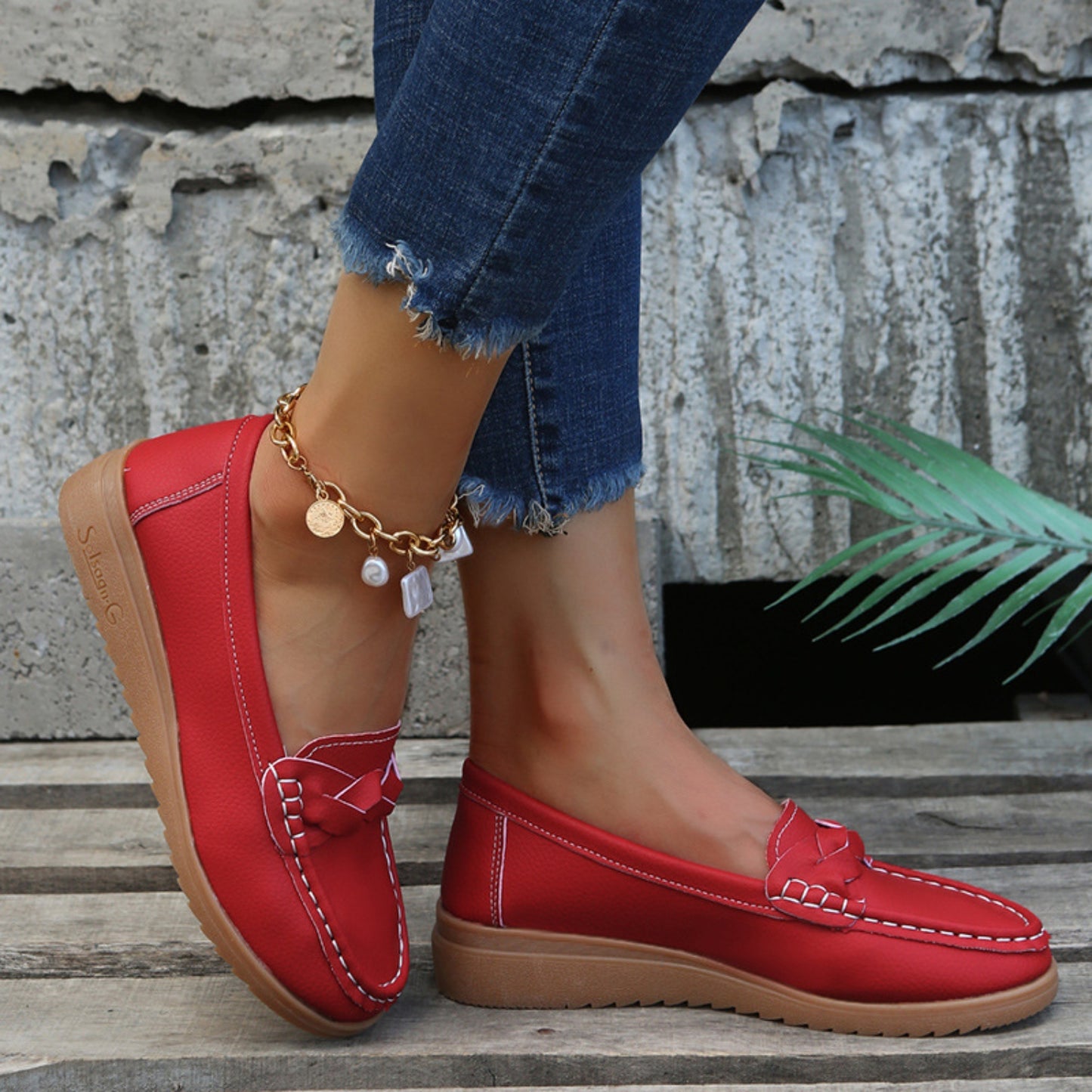 Weave Wedge Heeled Loafers - Design Studios Direct