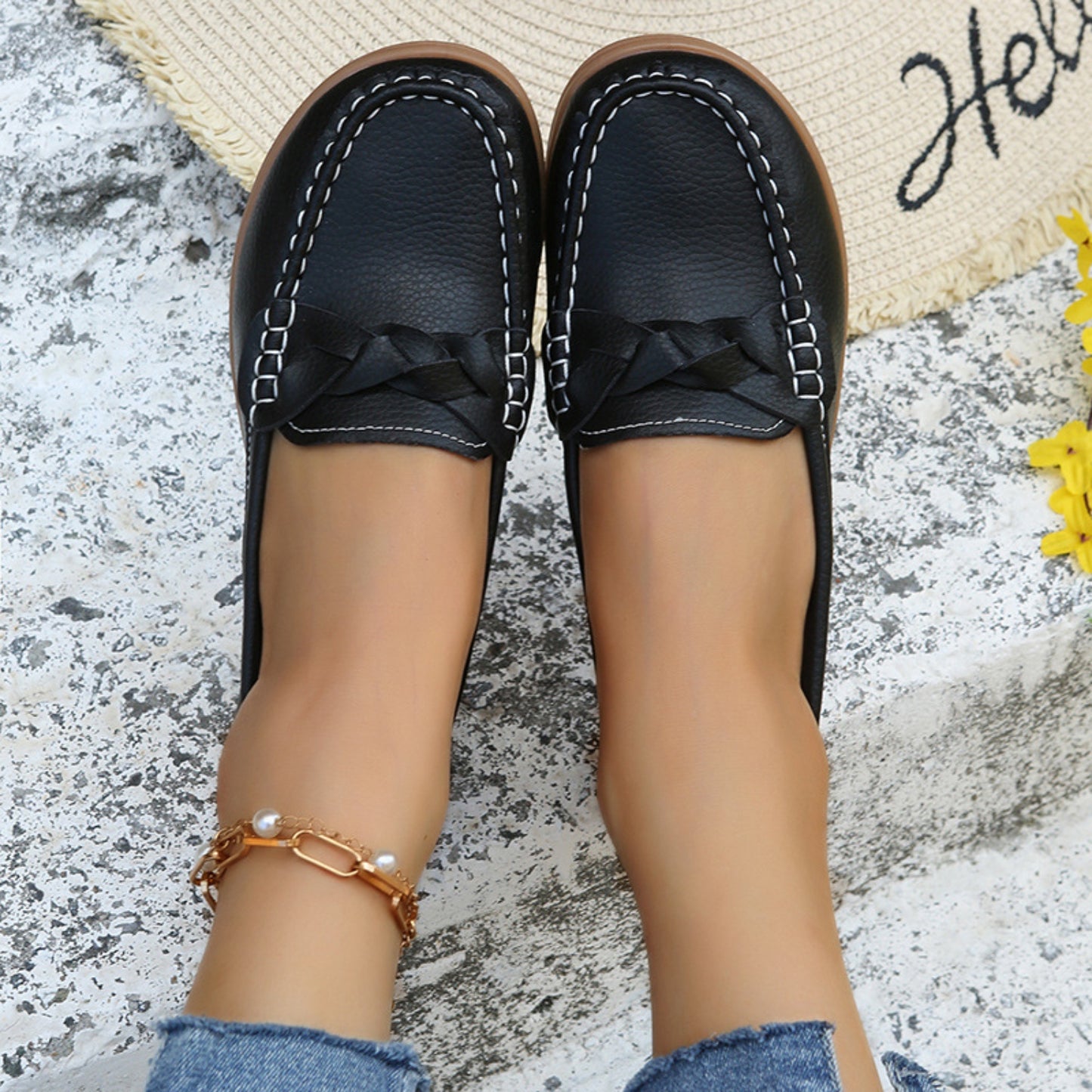 Weave Wedge Heeled Loafers - Design Studios Direct
