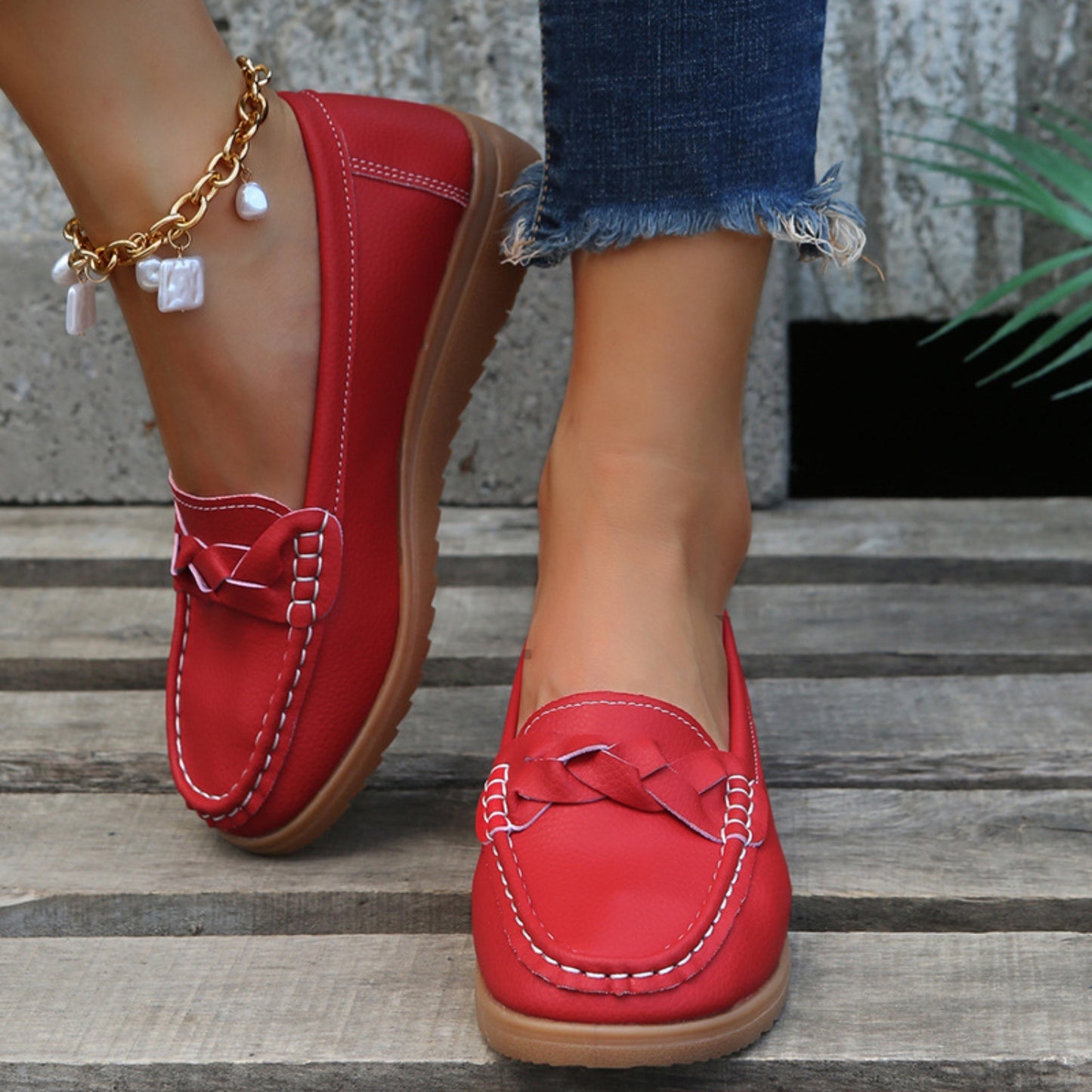 Weave Wedge Heeled Loafers - Design Studios Direct