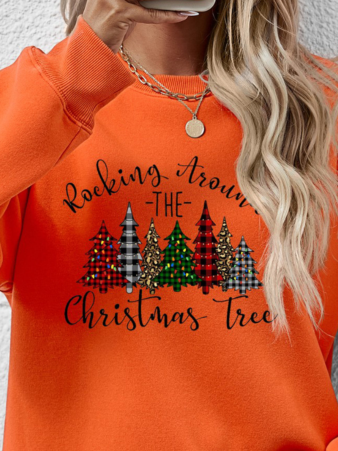 Christmas Tree Graphic Round Neck Sweatshirt - Design Studios Direct