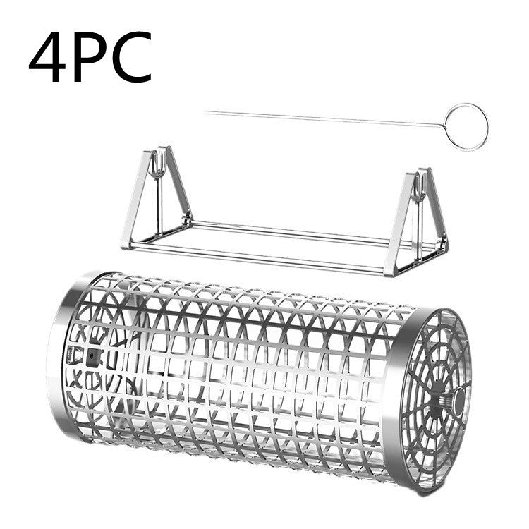 ProGrill Rotating Grill Basket: Outdoor Smoking Cage Portable Barbecue Net Rolling BBQ Grill - Design Studios Direct