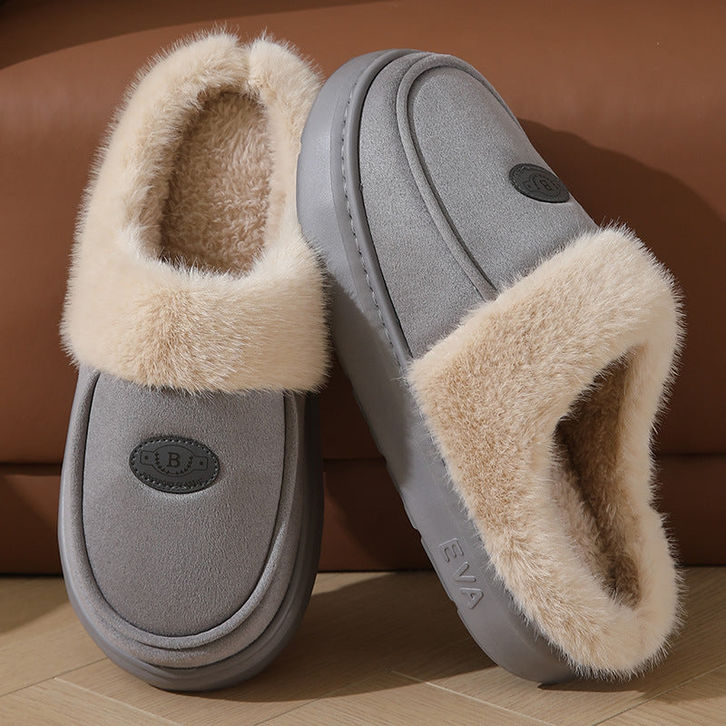 Men's Winter Plush Slippers – Warm Suede, Non-slip Indoor House Shoes - Design Studios Direct