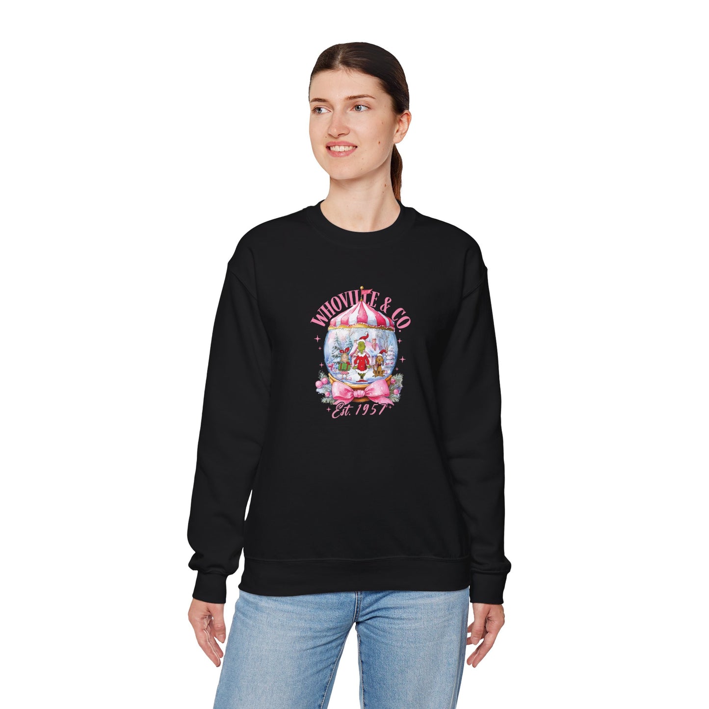 Christmas Snow Globe Sweatshirt with Grinch and Friends