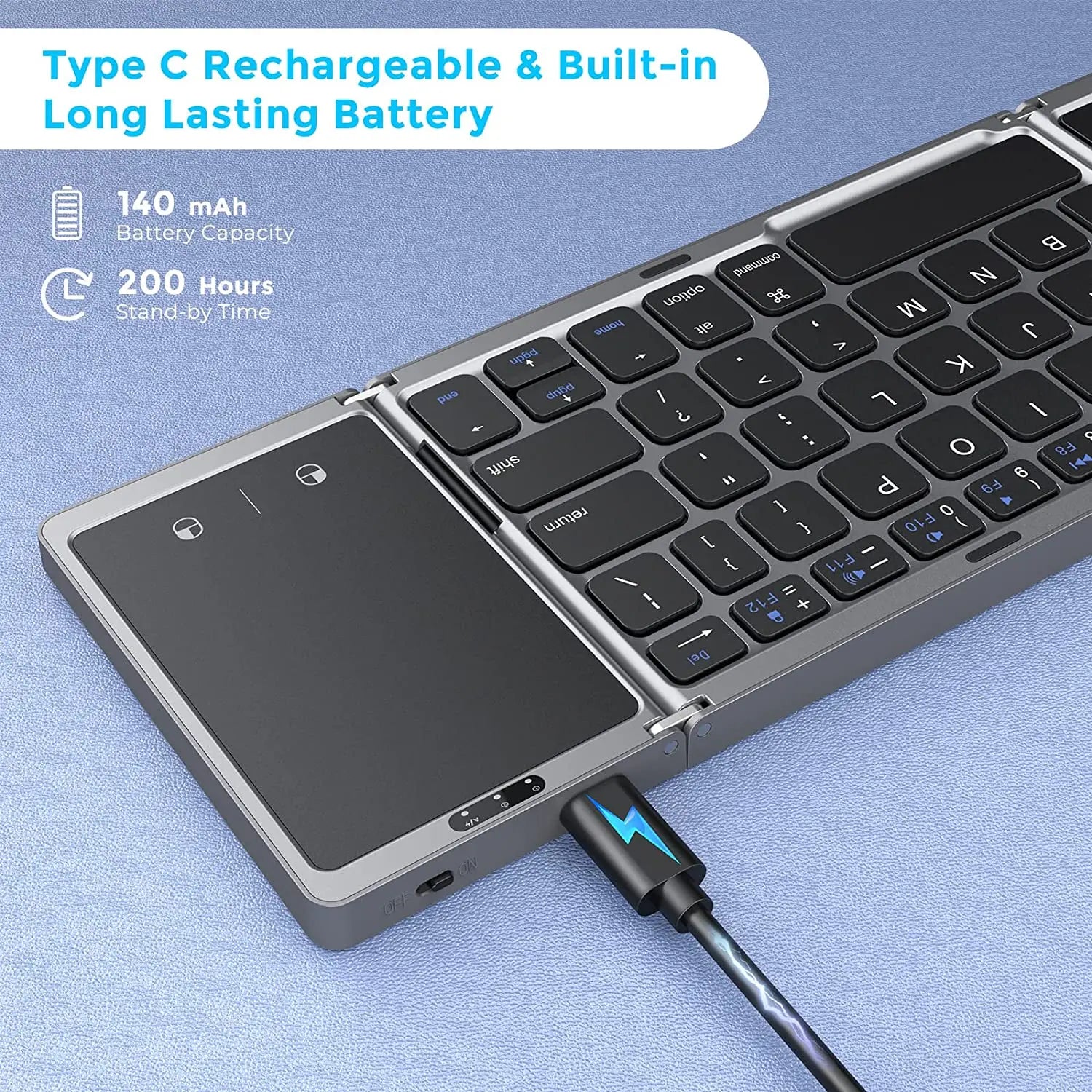 Mini Foldable Wireless Bluetooth Keyboard with Large Touchpad - Design Studios Direct