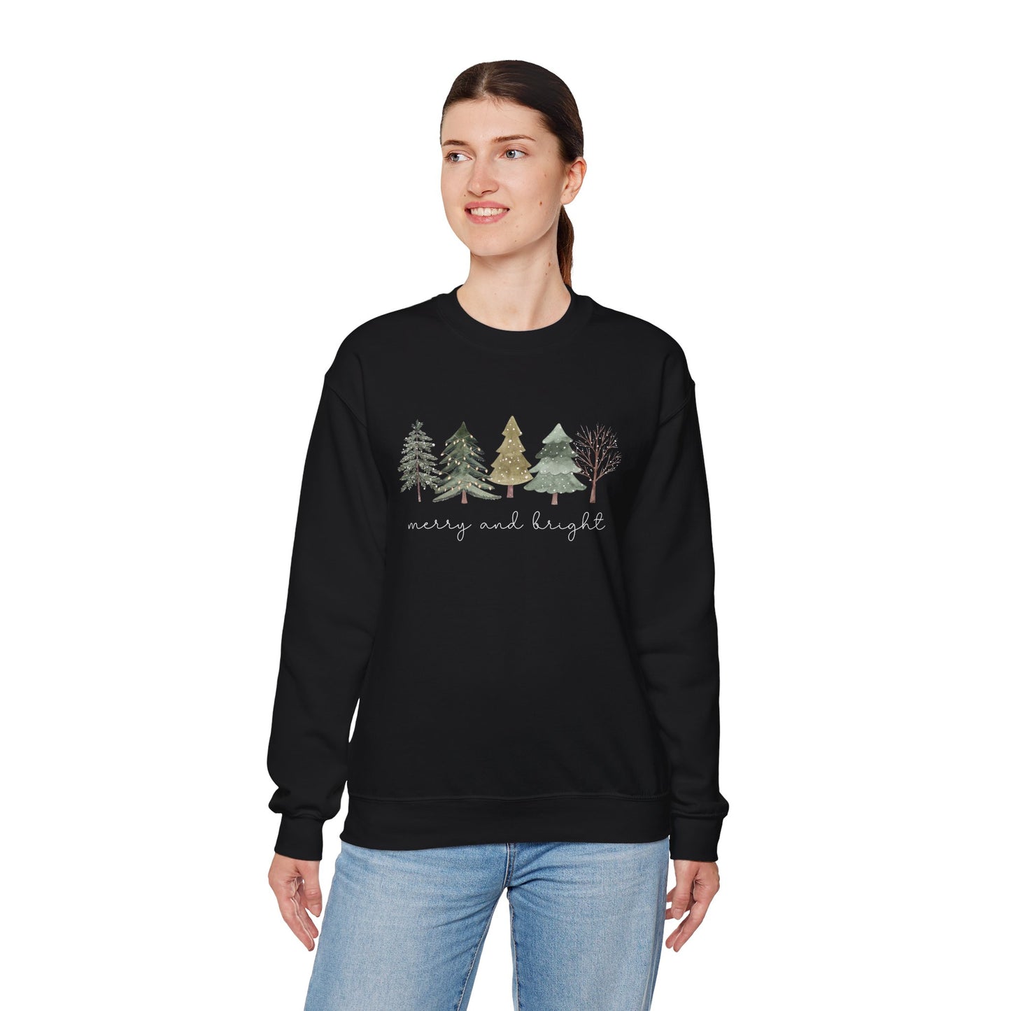 Christmas Trees Sweatshirt - Merry and Bright Unisex Crewneck