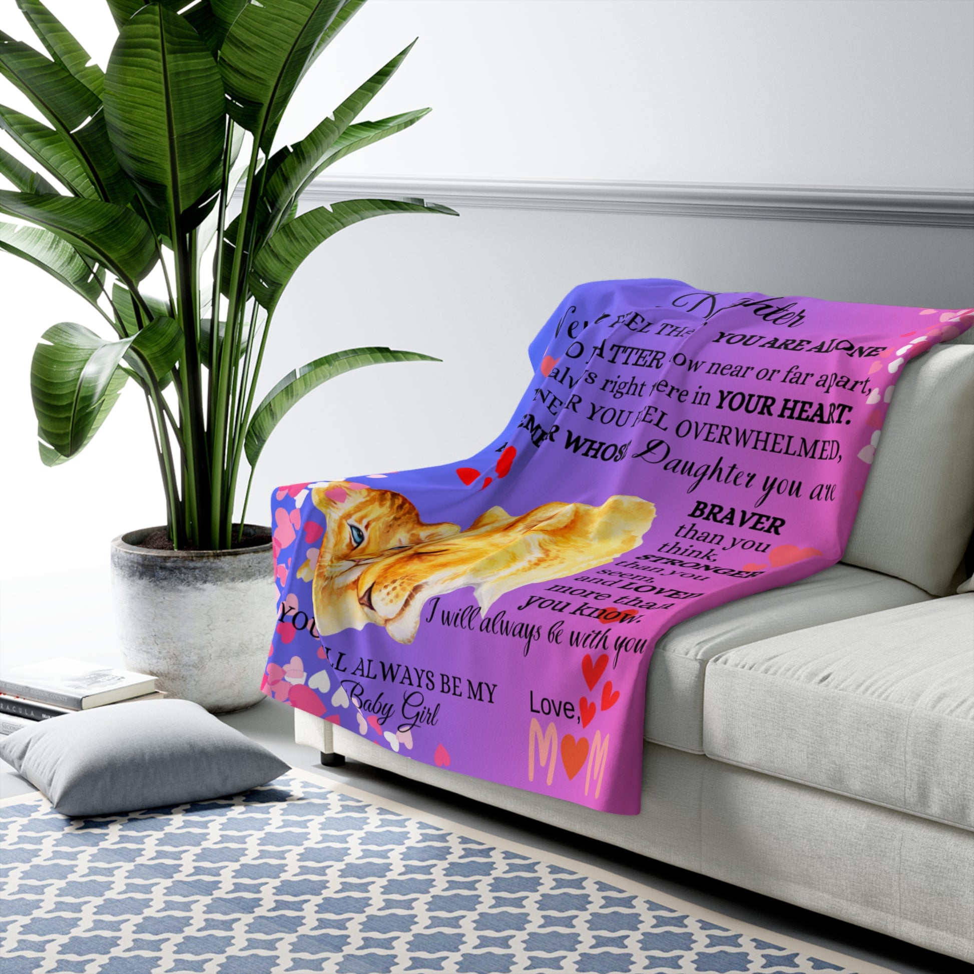 To My Daughter-Never Feel That You Are Alone-Sherpa Fleece Blanket - Design Studios Direct