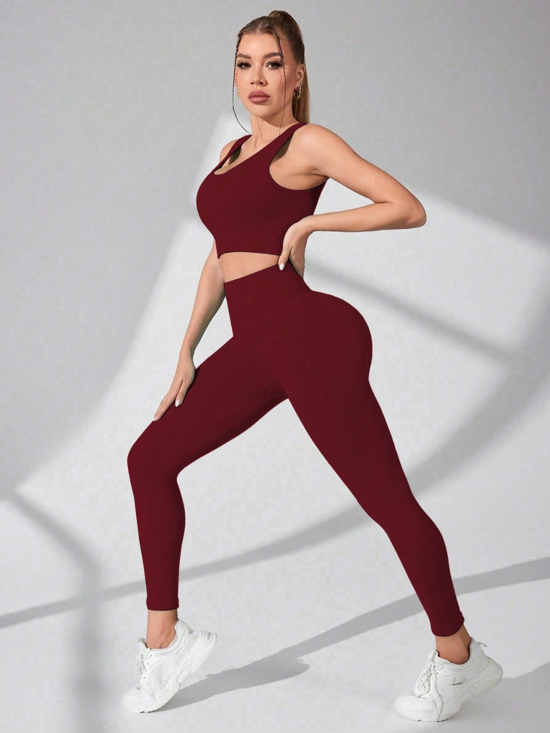 Scoop Neck Wide Strap Top and Pants Active Set - Design Studios Direct