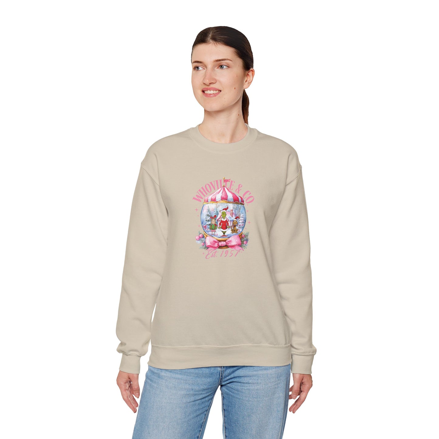 Christmas Snow Globe Sweatshirt with Grinch and Friends