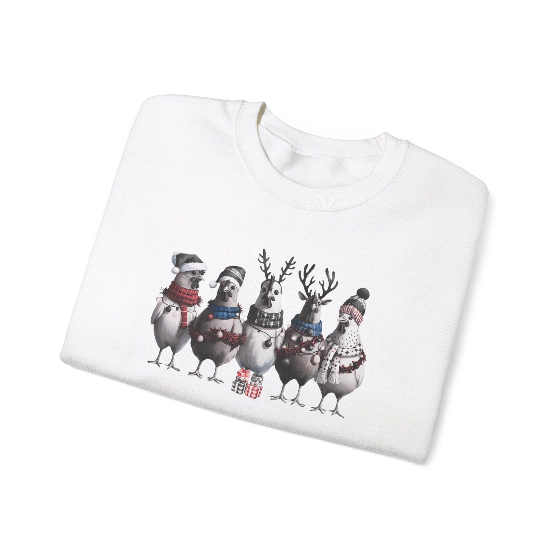 Christmas Chicken Present Sweatshirt - Design Studios Direct