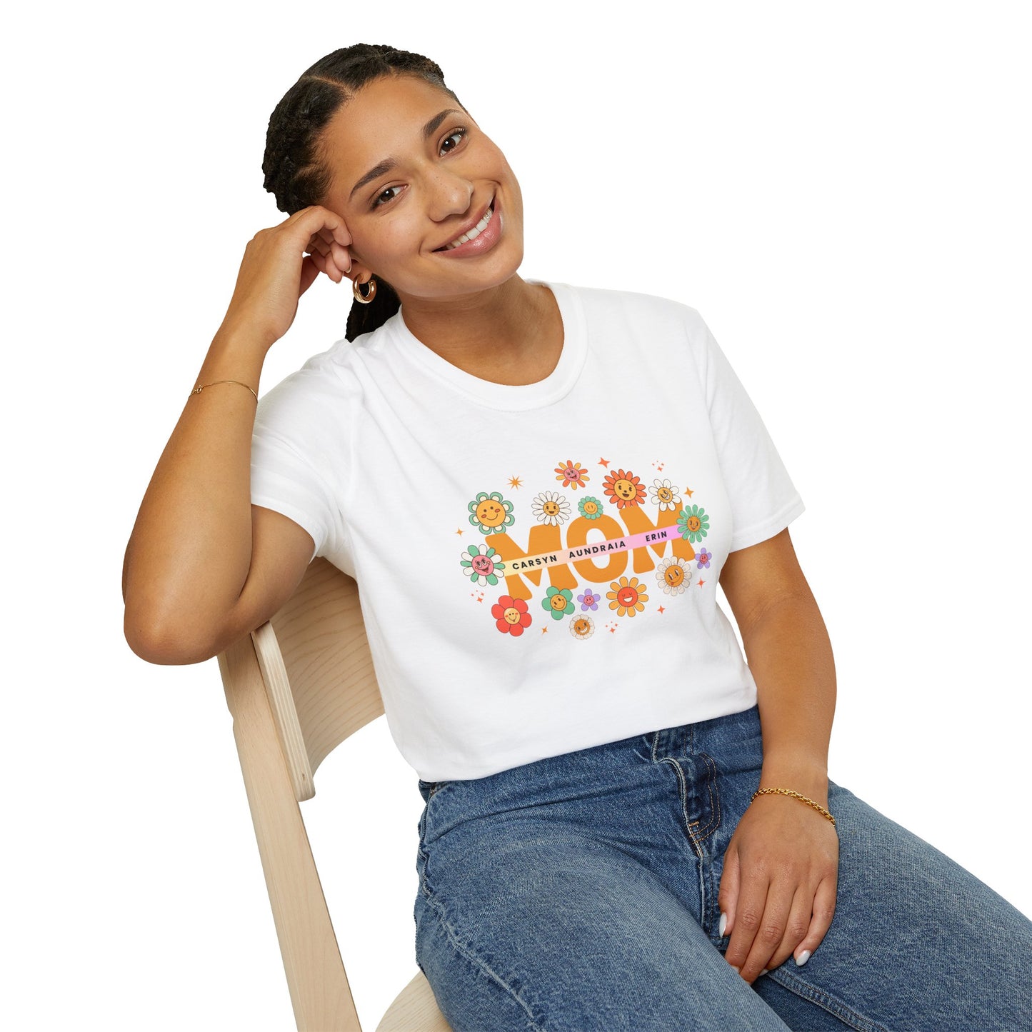 Retro Mom Kids Name T-Shirt