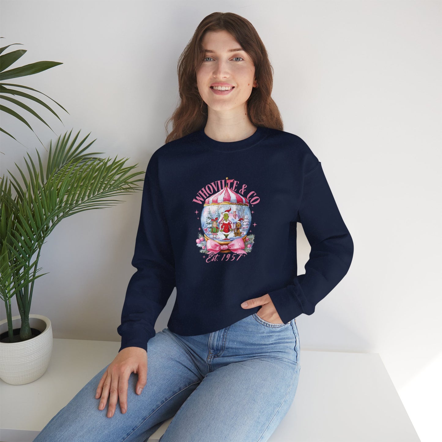 Christmas Snow Globe Sweatshirt with Grinch and Friends