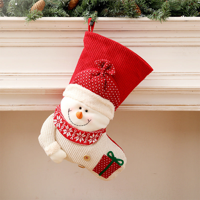 Large Red & White Knitted Christmas Stocking – Santa Fireplace Decor & Candy Holder - Design Studios Direct