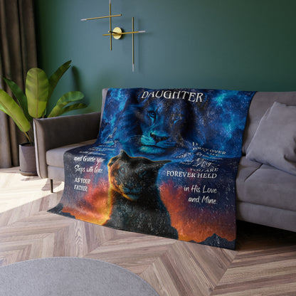 Personalize Crushed Velvet - Lion & Cub Keepsake Prayer Blanket