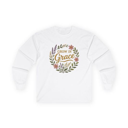 Grow in Grace Long Sleeve Shirt – Christian Floral Tee