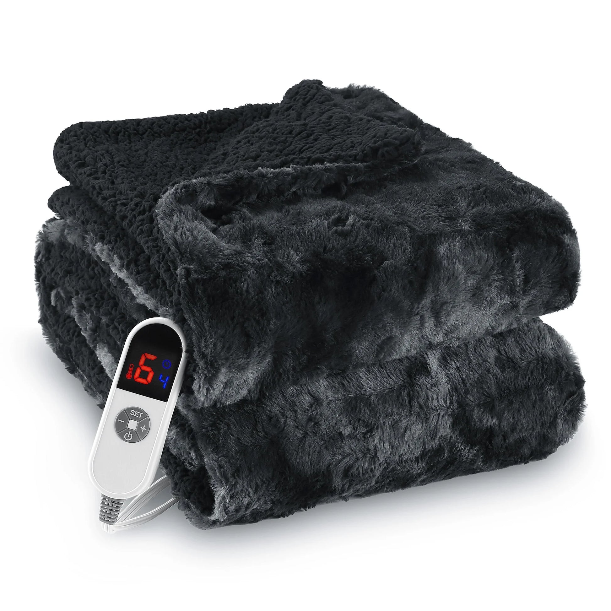 Soft Faux Fur Heated Blanket with Large LED Display - Design Studios Direct