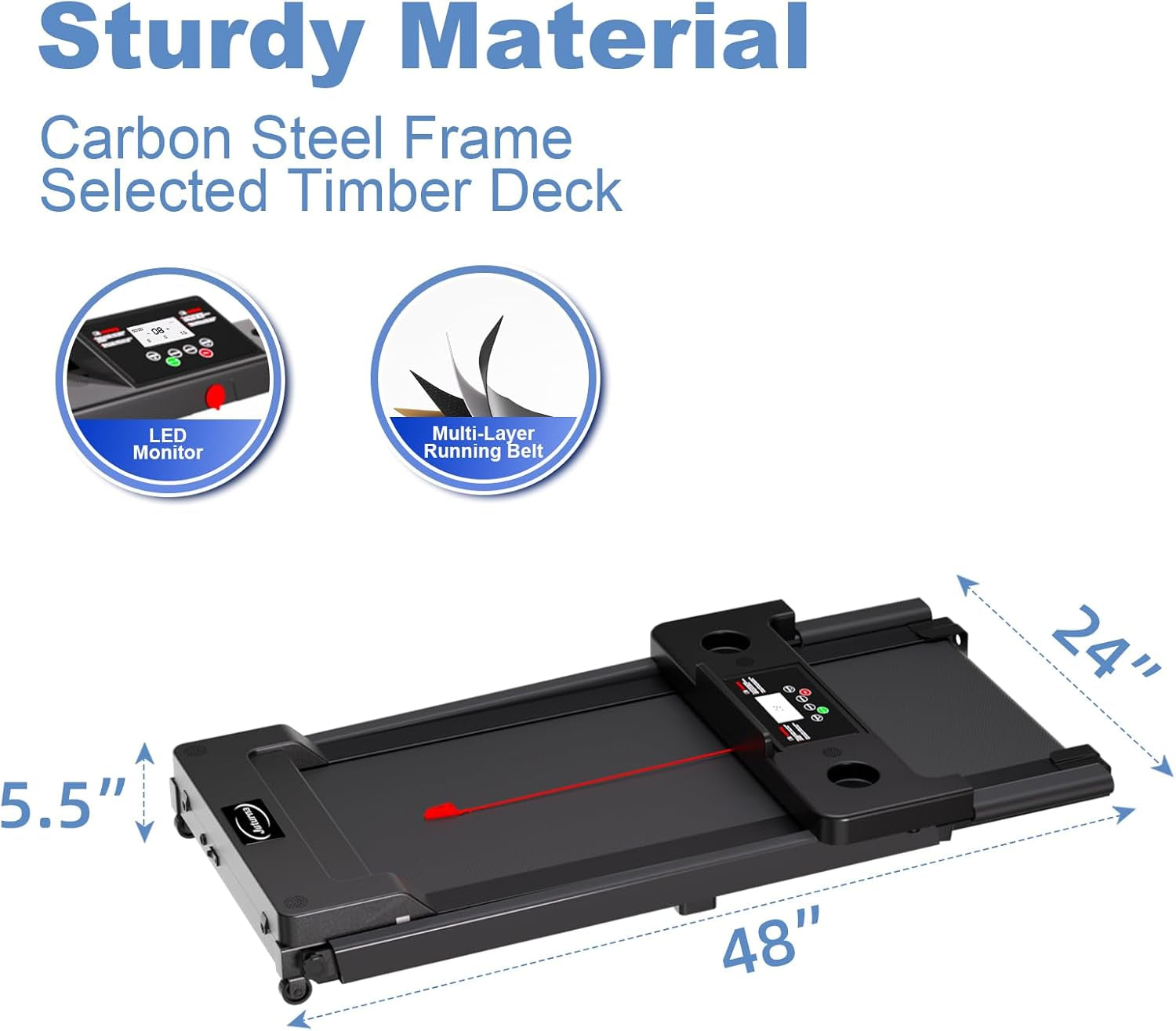 Treadmills for Home, Portable Foldable Treadmills for Home with 300 LBS Capacity and LED Display, 3.0 HP Walking Pad with Handle Bar