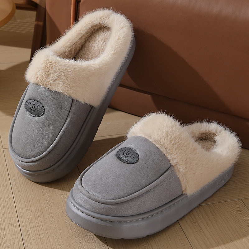 Men's Winter Plush Slippers – Warm Suede, Non-slip Indoor House Shoes - Design Studios Direct