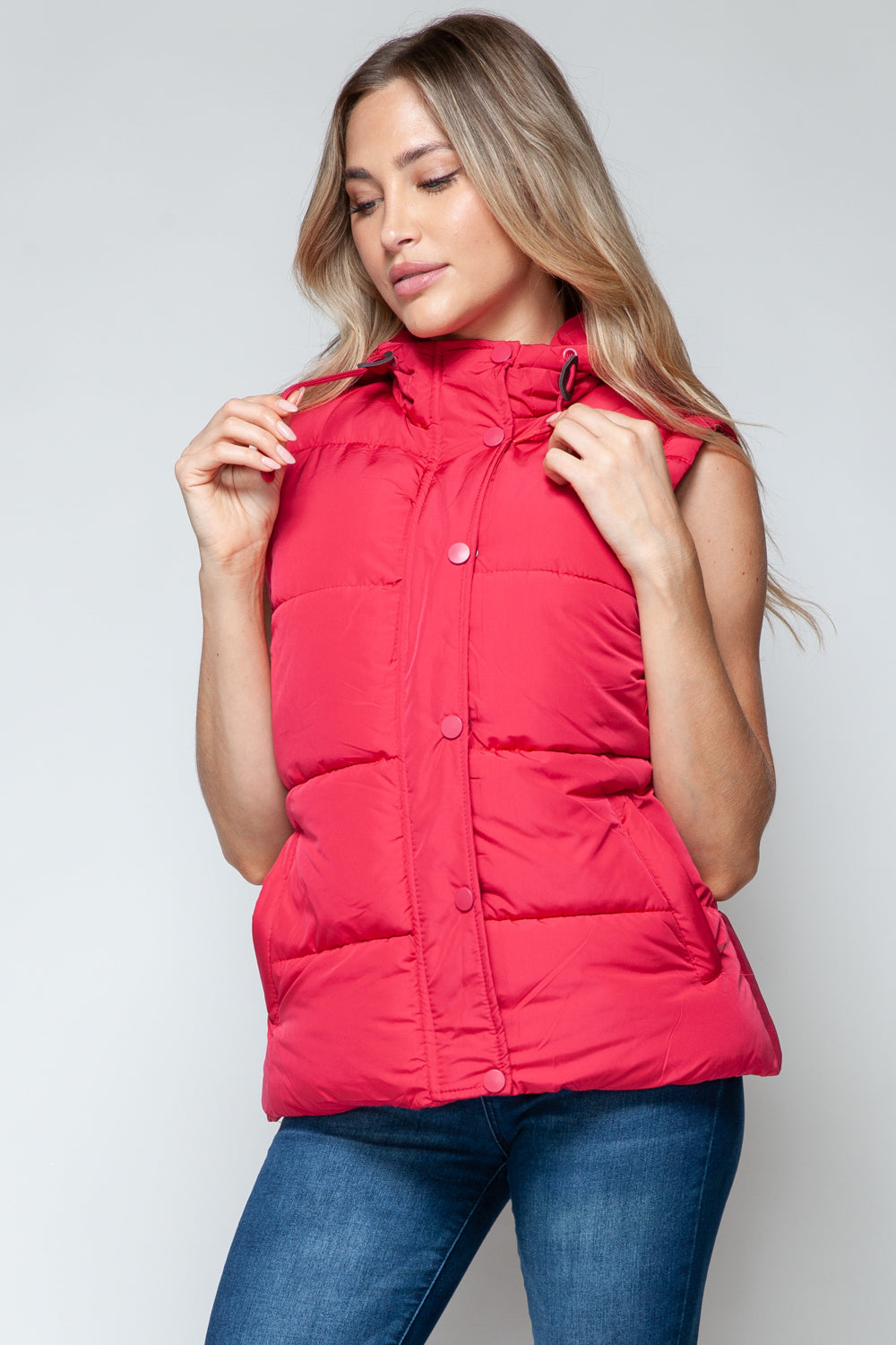 Snobbish Snap and Zip Closure Hooded Vest - Design Studios Direct