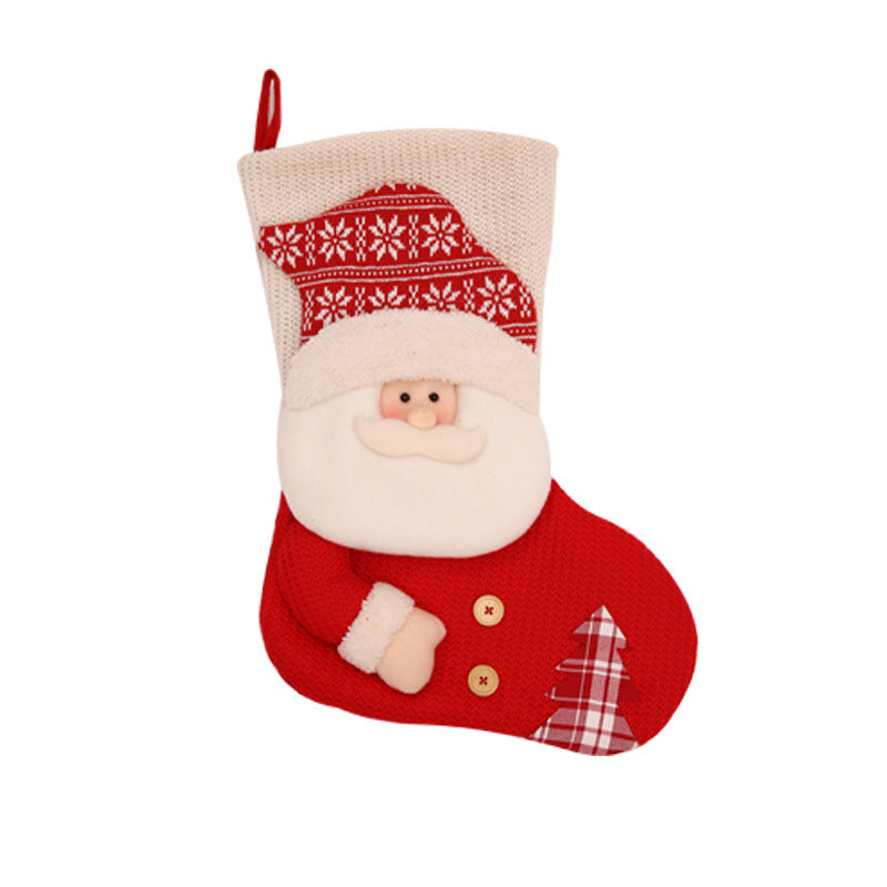 Large Red & White Knitted Christmas Stocking – Santa Fireplace Decor & Candy Holder - Design Studios Direct