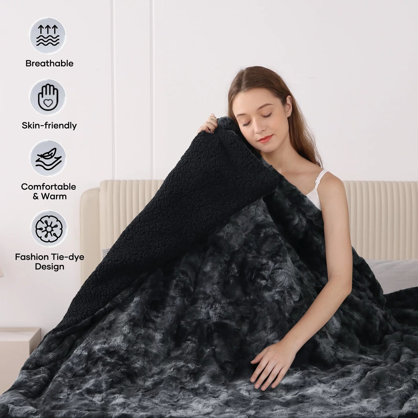 Soft Faux Fur Heated Blanket with Large LED Display - Design Studios Direct