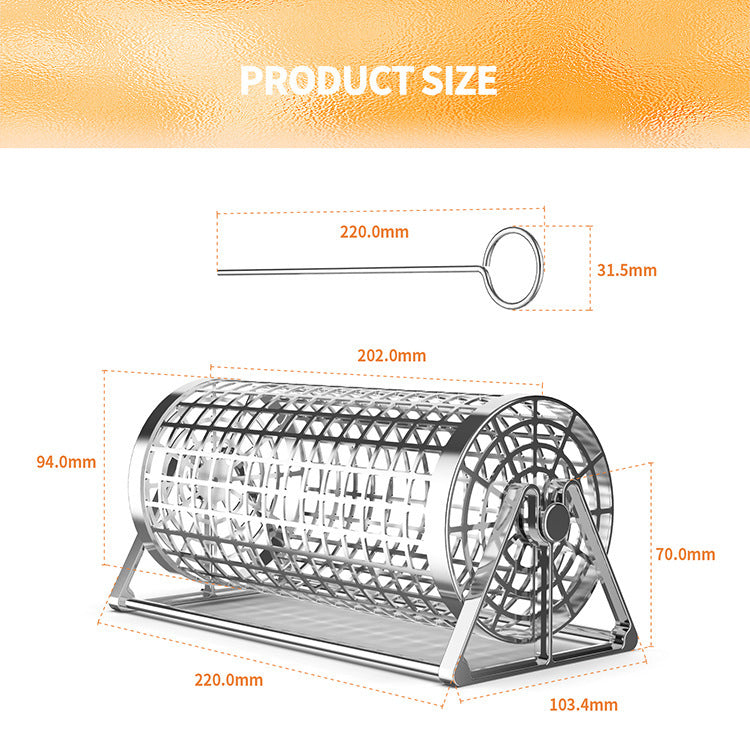 ProGrill Rotating Grill Basket: Outdoor Smoking Cage Portable Barbecue Net Rolling BBQ Grill - Design Studios Direct