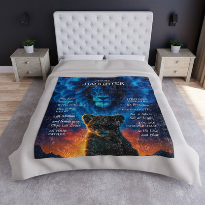 Personalize Crushed Velvet - Lion & Cub Keepsake Prayer Blanket