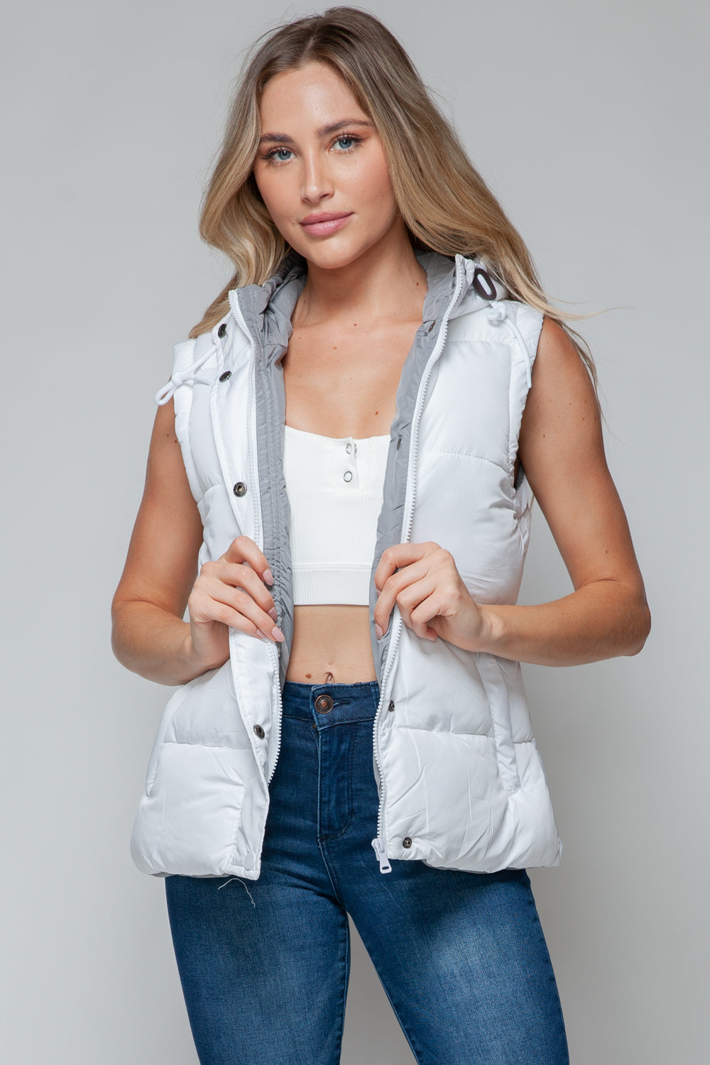 Snobbish Snap and Zip Closure Hooded Vest - Design Studios Direct