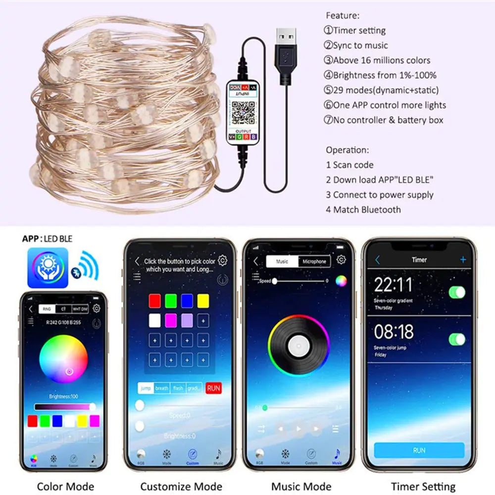 Smart Bluetooth LED String Lights