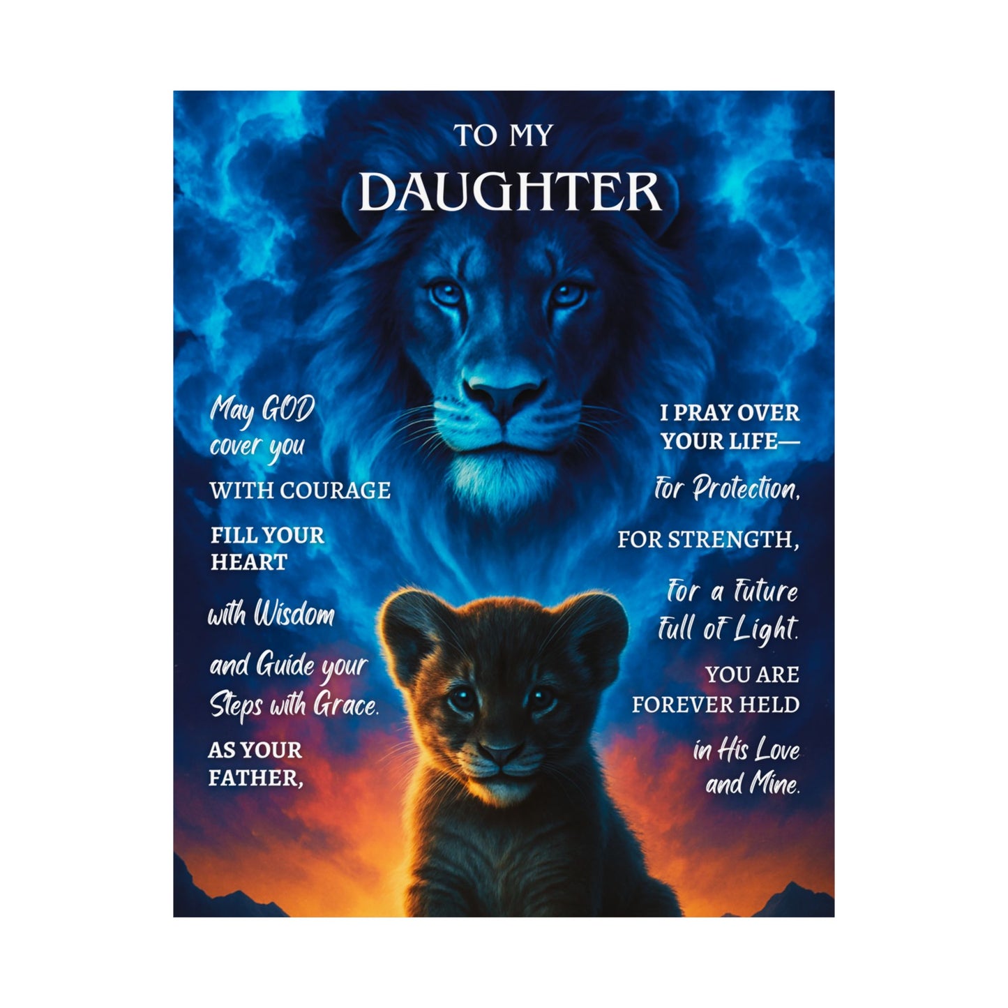 Poster — 'To My Daughter' Lion & Cub Christian Blessing, Wall Art