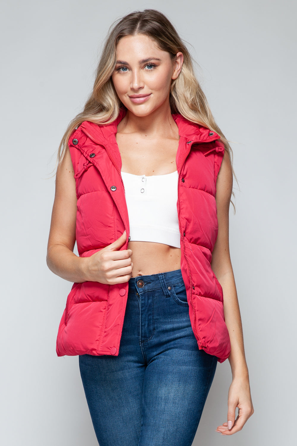 Snobbish Snap and Zip Closure Hooded Vest - Design Studios Direct