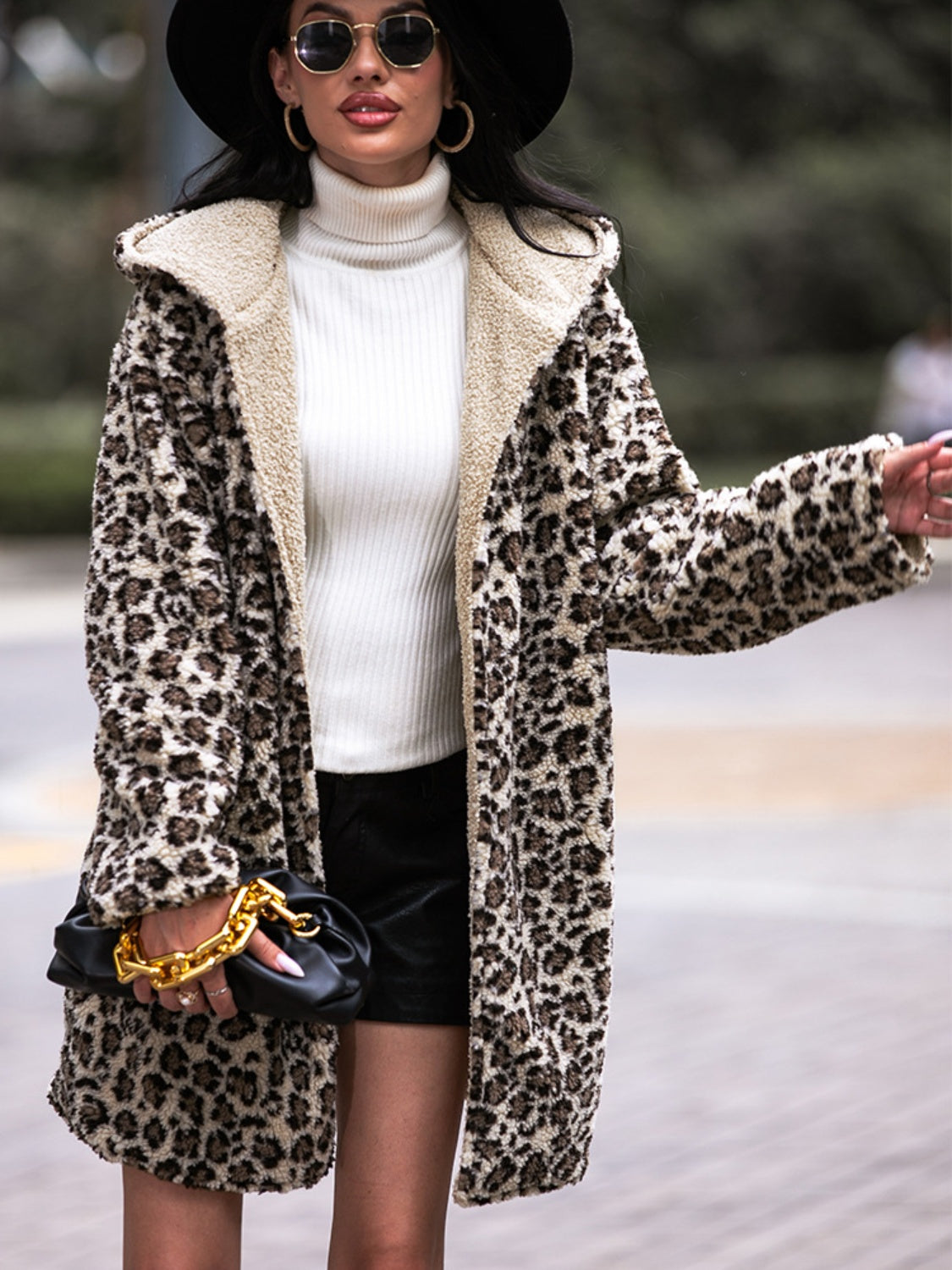 Leopard Print Hooded Teddy Coat - Design Studios Direct