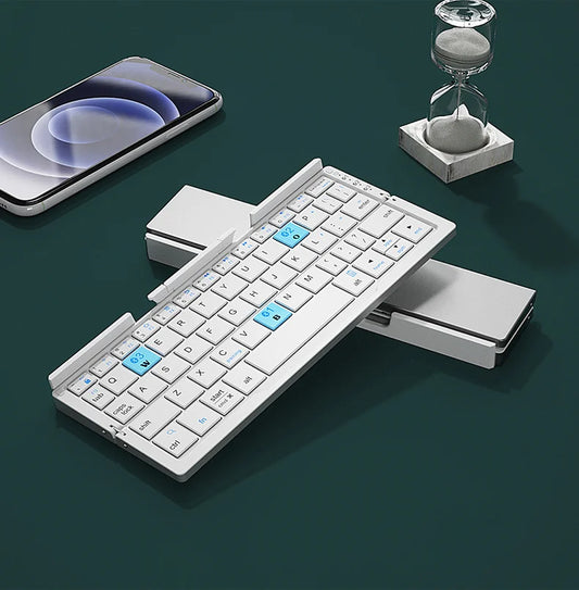 Mini Folding Wireless Keyboard Aluminum Keypad with Stand for Phone - Design Studios Direct