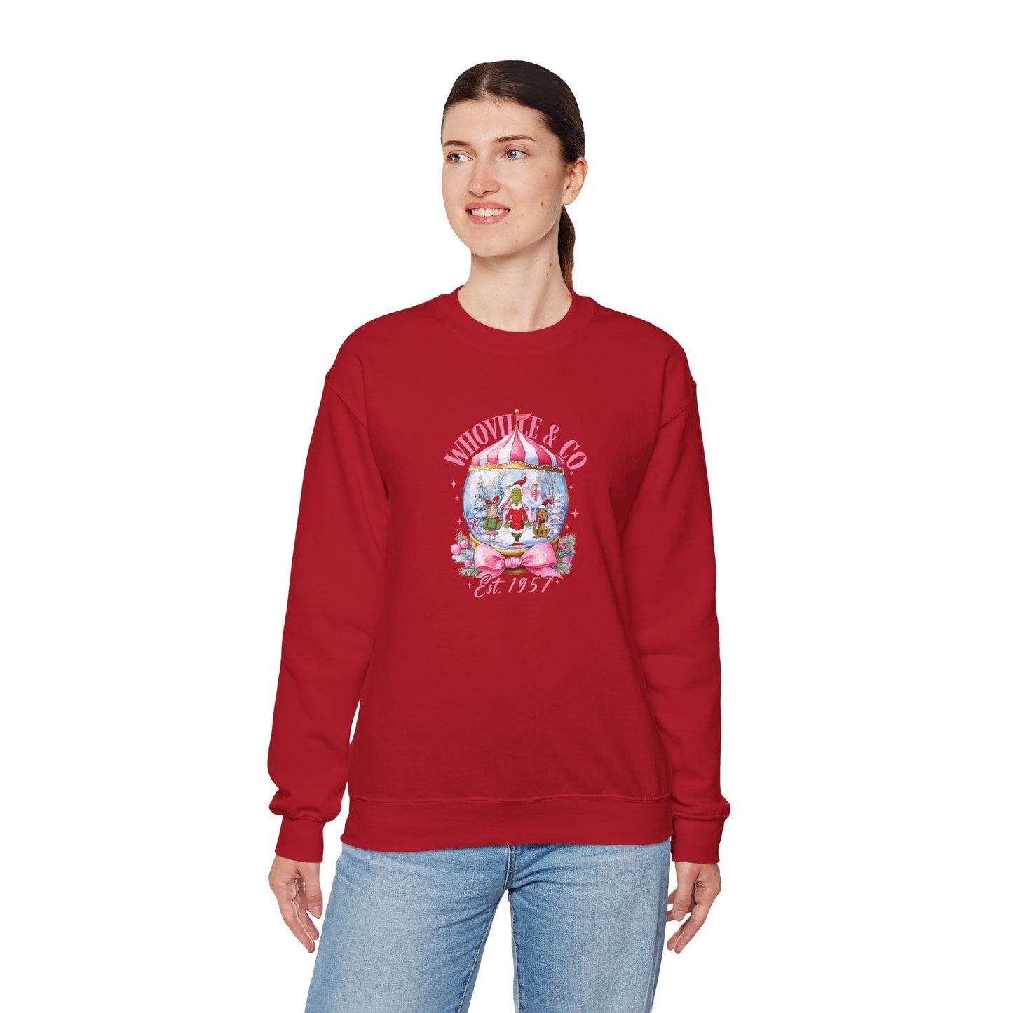 Christmas Snow Globe Sweatshirt with Grinch and Friends