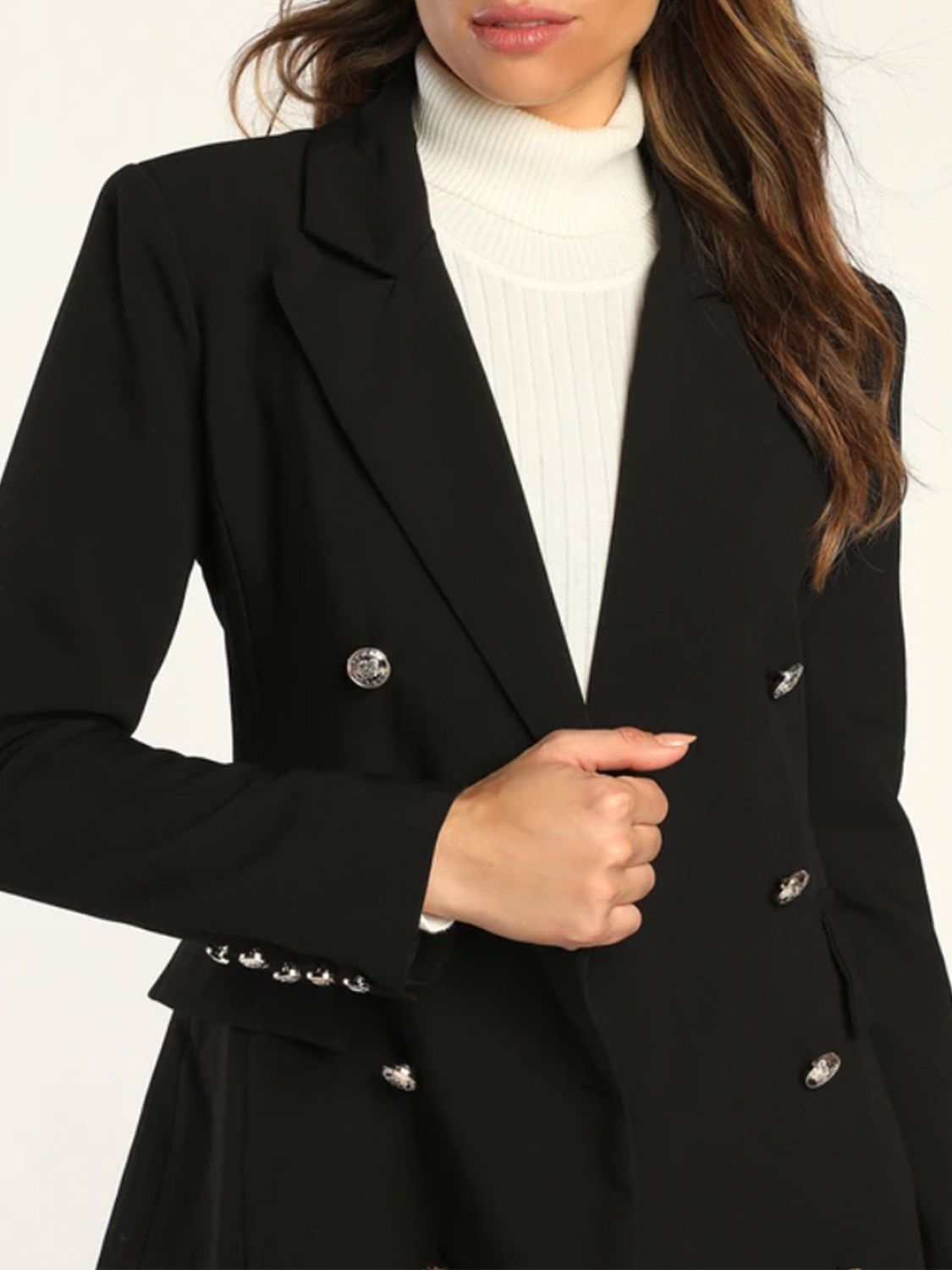 Lapel Collar Long Sleeve Blazer - Design Studios Direct