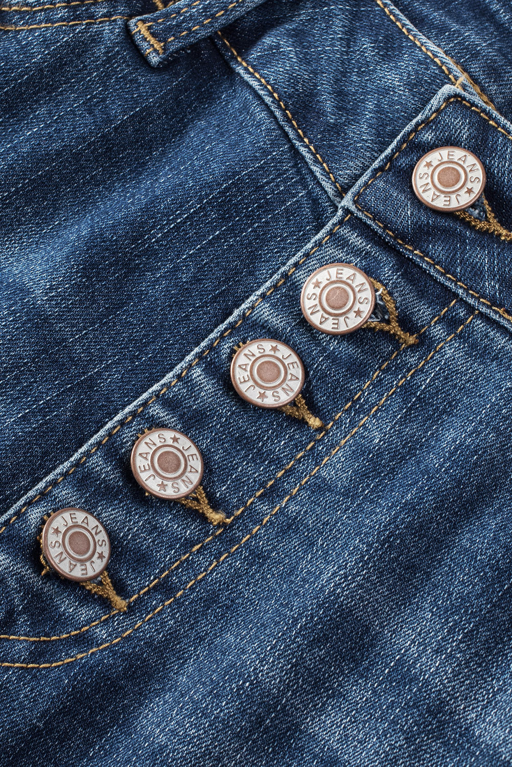 Blue Distressed Button Fly High Waist Skinny Jeans - Design Studios Direct