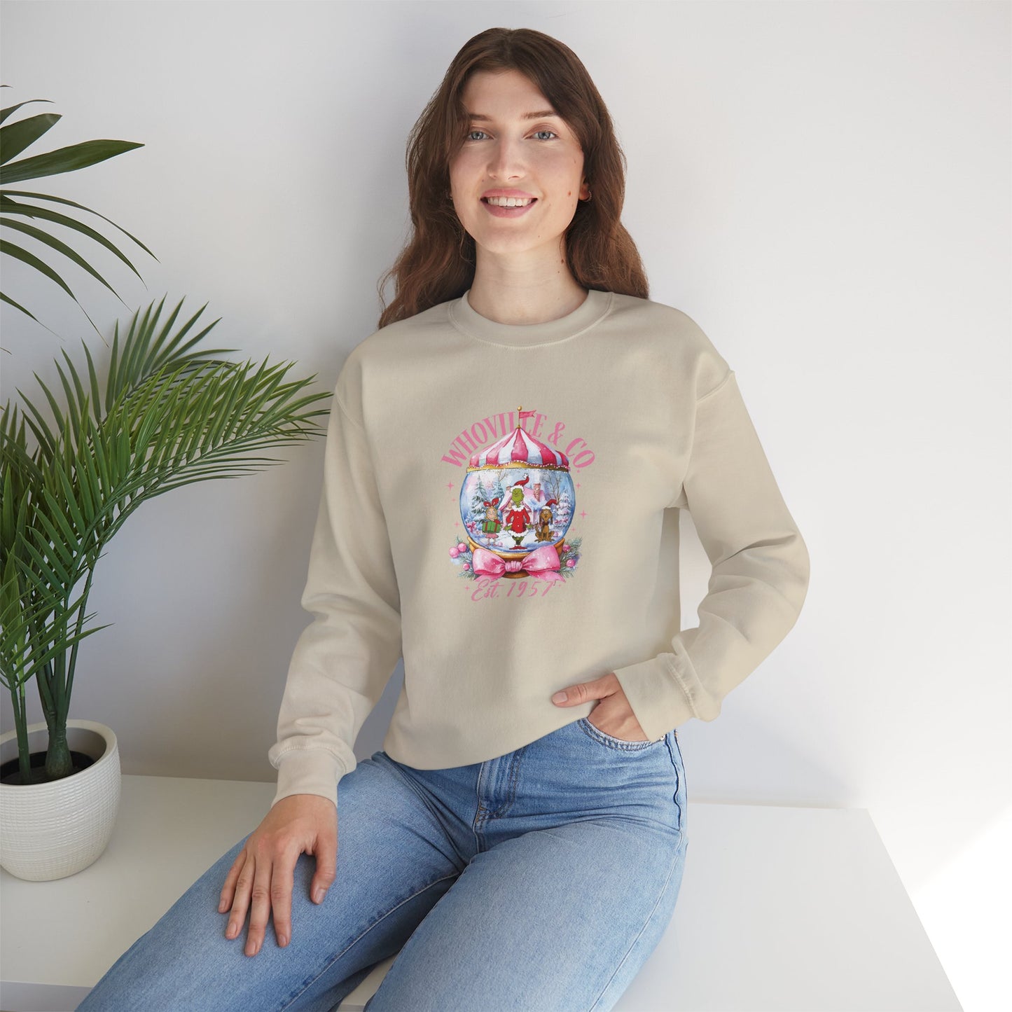 Christmas Snow Globe Sweatshirt with Grinch and Friends