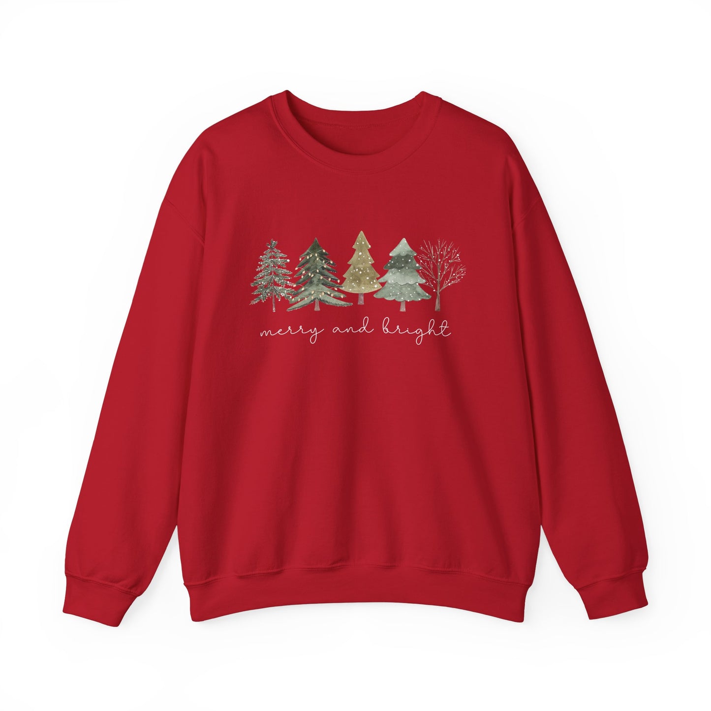 Christmas Trees Sweatshirt - Merry and Bright Unisex Crewneck - Design Studios Direct