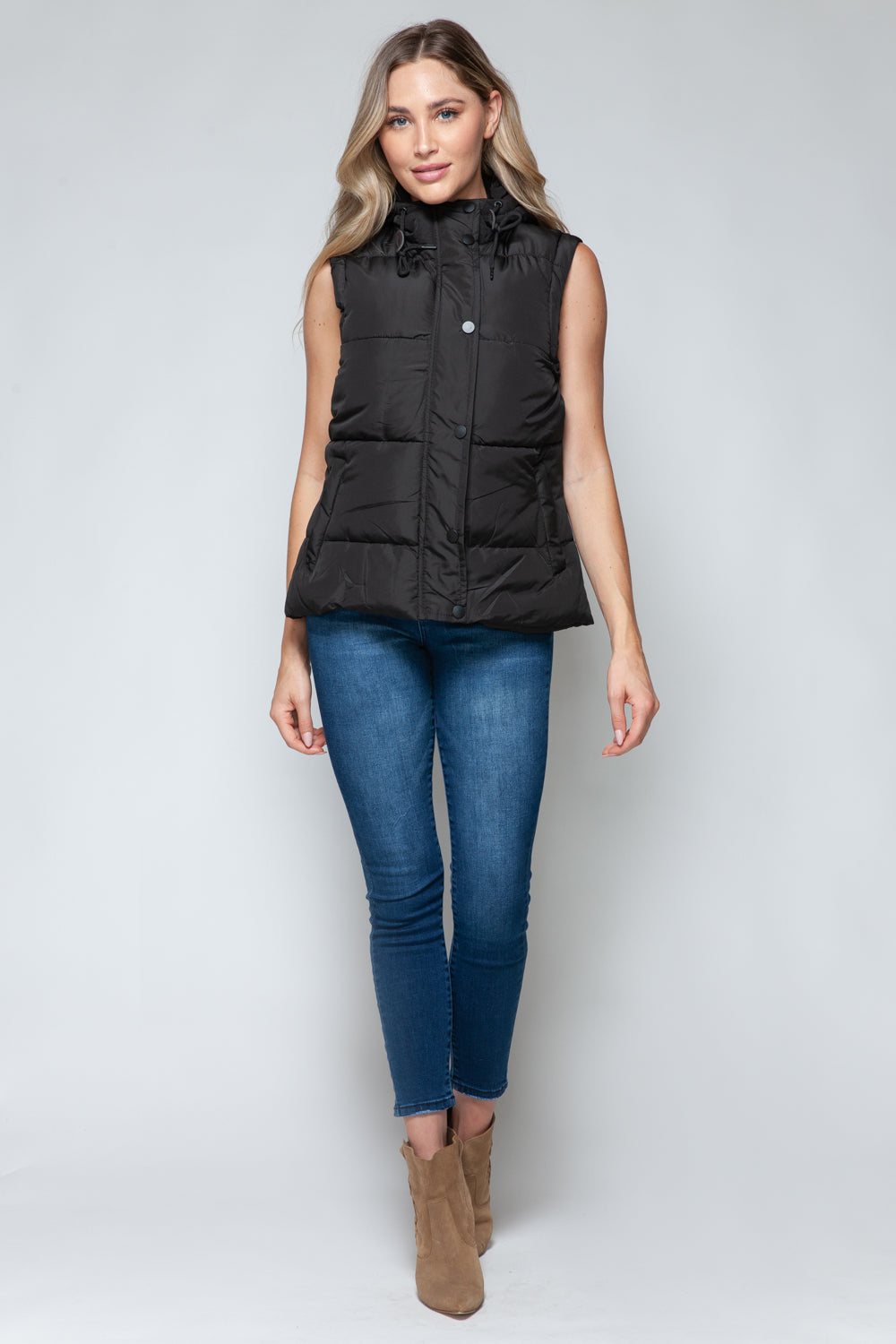 Snobbish Snap and Zip Closure Hooded Vest - Design Studios Direct