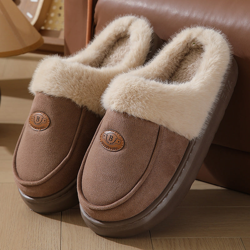 Men's Winter Plush Slippers – Warm Suede, Non-slip Indoor House Shoes - Design Studios Direct