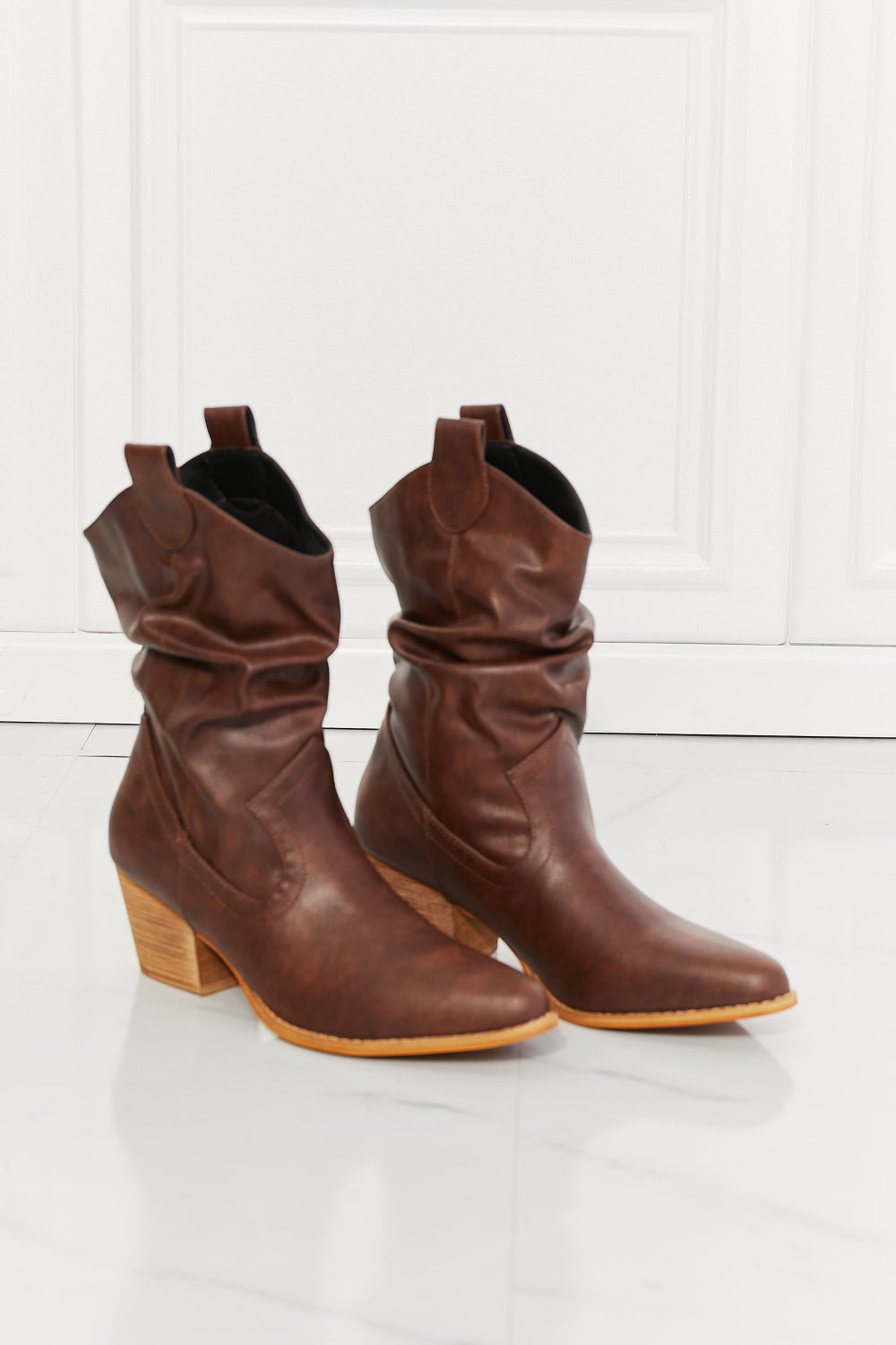 MMShoes Better in Texas Scrunch Cowboy Boots in Brown - Design Studios Direct