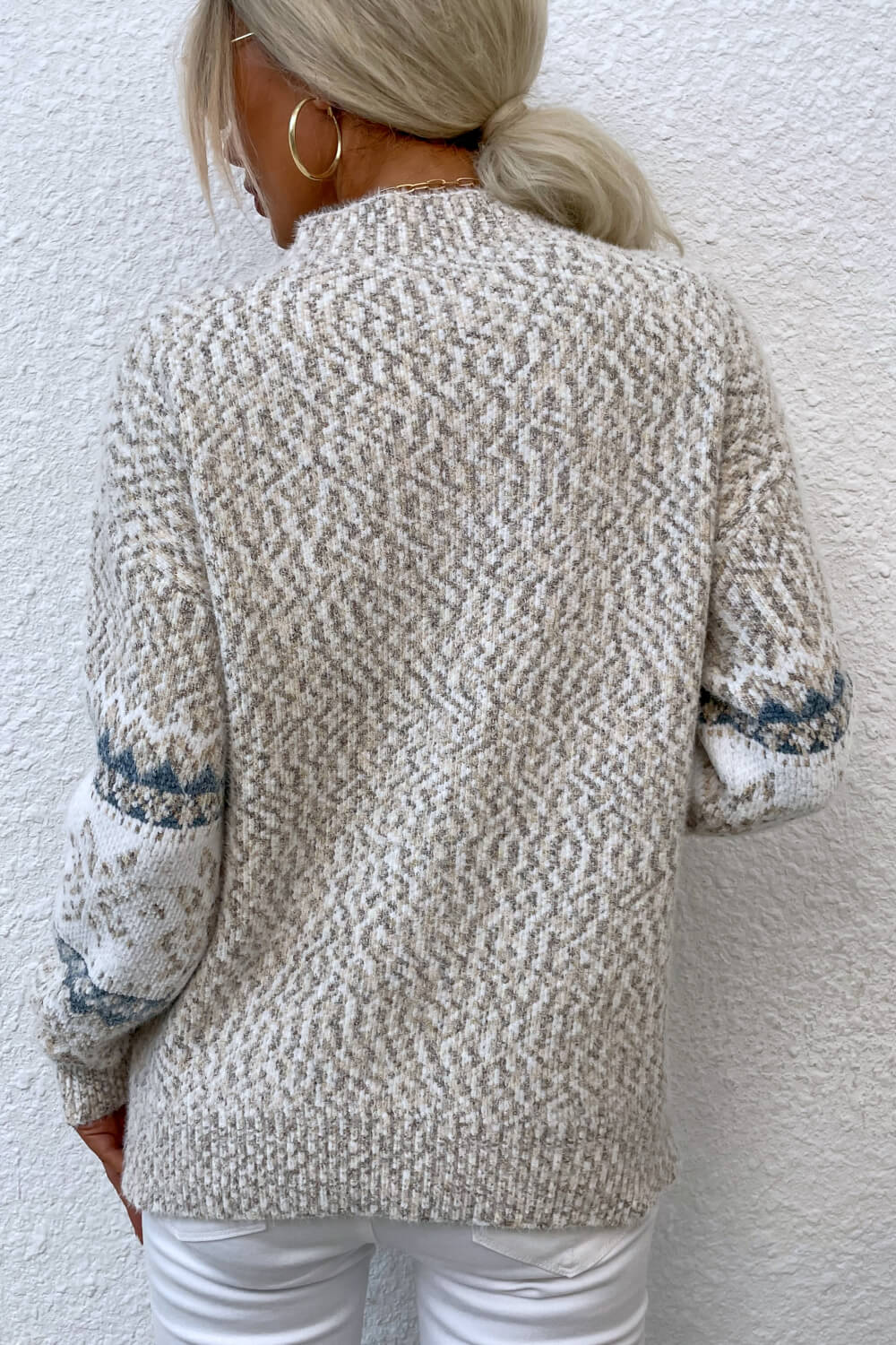 Snowflake Pattern Mock Neck Sweater - Design Studios Direct