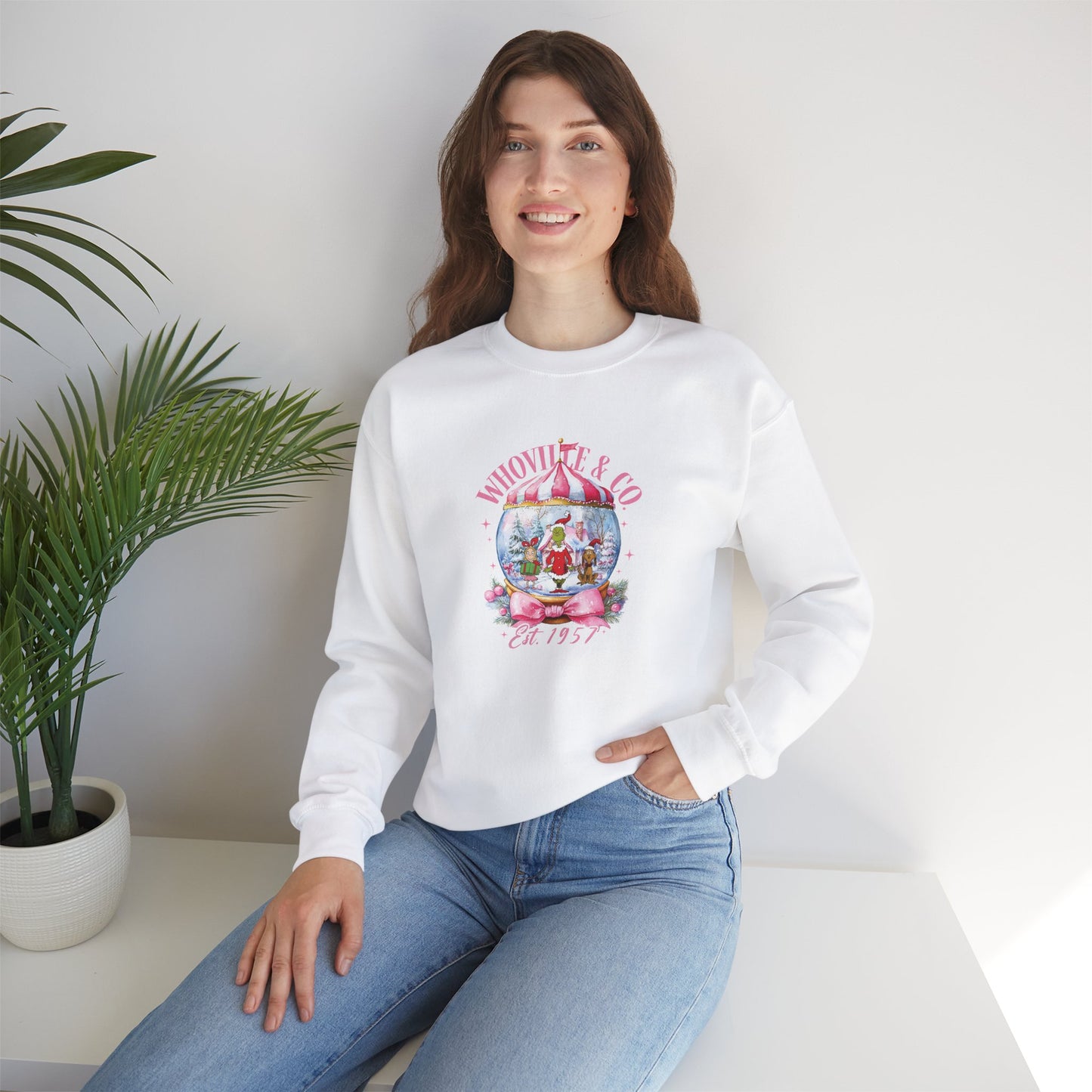 Christmas Snow Globe Sweatshirt with Grinch and Friends