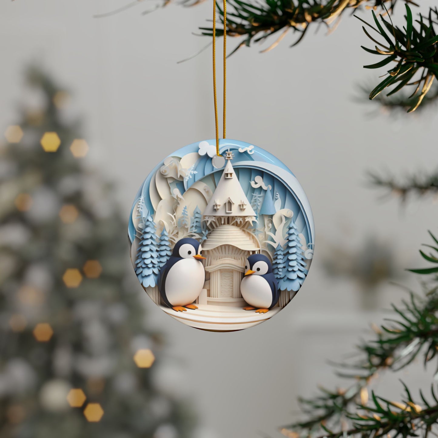 Mother and Baby Penguin Christmas Tree Ornament - Design Studios Direct