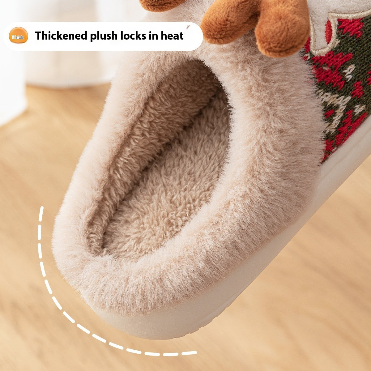 Cute Elk Plush Slippers – Cozy Non-Slip Winter House Shoes for Women - Design Studios Direct